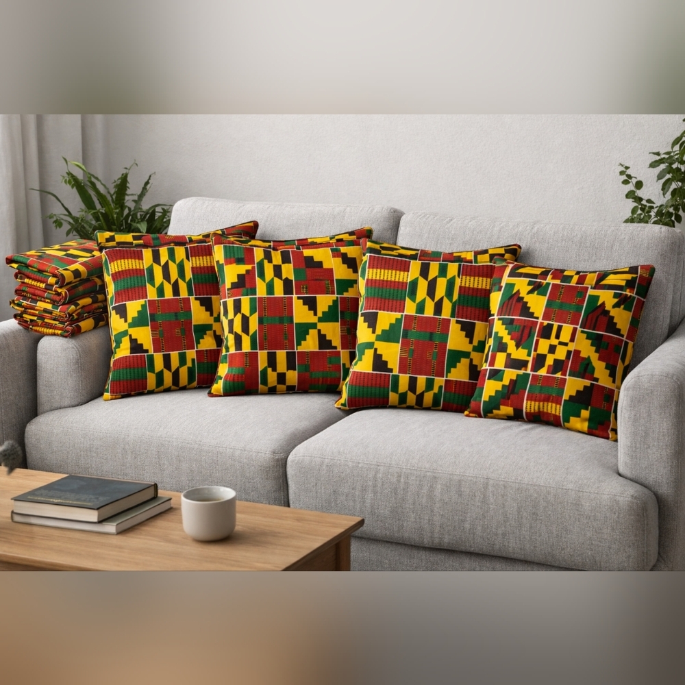 Set of 4 African Ankara Pillow Covers | 18x18 | Handmade | Hidden Zipper